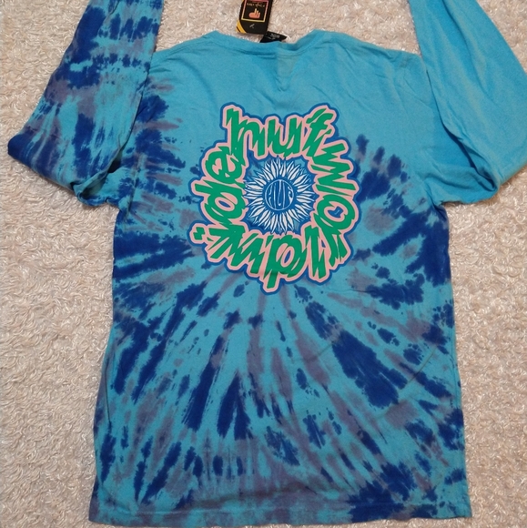 HUF World Wide Men's Blue Long Sleeve Tie-dye Shirt - Picture 2 of 5
